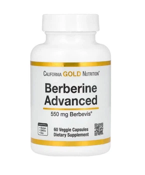 Берберин із фітосомами Berbevis Berberine Advanced, California Gold Nutrition, 550 мг, 60 рослинних капсул