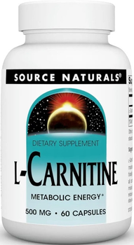 Жиросжигатель Source Naturals L-Carnitine Metabolic Energy L-карнитин 500 мг 60 капсул в упаковке (ARE-573042)