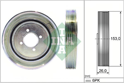 Шків колінвалу Citroen Berlingo/Peugeot Partner 1.9D 98- DW8 544 0040 10 INA