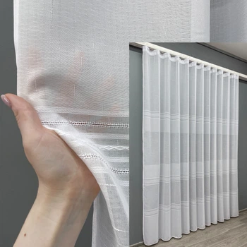 Тюль VR-Textil 1430т Кружево Лен Белый 300х270 см (42-0255)