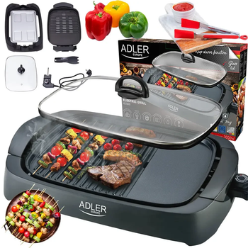 Електричний контактний гриль із ребристою поверхнею Adler AD 6610 3000 Вт