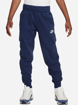 Підліткові теплі спортивні штани-джогери для хлопчика Nike K Nsw Club Flc Crgo Pnt Lbr FD3012-410 158-170 см (XL) Midnight Navy/Midnight Navy/White (196607243039)