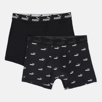 Набір трусів боксерів чоловічих бавовняних Puma Elements Men Logo Print Boxers 93875405 L 2 шт Black (8720245833318)