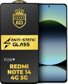 Защитное стекло 6D Anti-Static Xiaomi Redmi Note 14 (4G/5G) Glass Shield (39662)