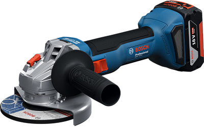 Аккумуляторная бесщеточная угловая шлифмашина Bosch GWS 18V-8 + 1 аккумулятор GBA 18 В 4 Ач + профессиональное быстрозарядное устройство GAL 18V-40 + кейс (06019N9021)