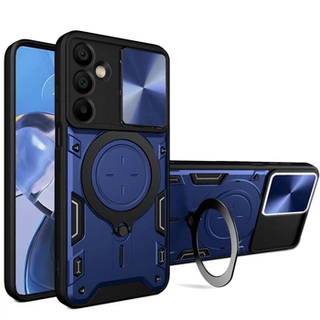 Чехол Magnetic Shield для Samsung Galaxy A17 / A175 бампер противоударный с подставкой кольцом Blue