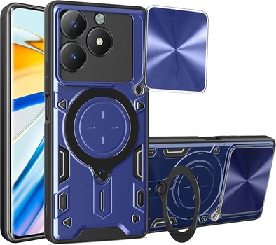 Чехол Magnetic Shield для Realme Note 60x / RMX3938 бампер противоударный с подставкой кольцом Blue