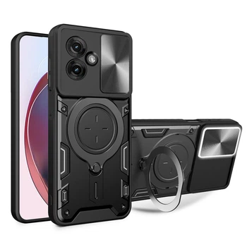 Чехол Magnetic Shield для Motorola Moto G55 бампер противоударный с подставкой кольцом Black
