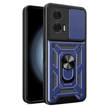 Чехол Hide Shield для Motorola Edge 50 Fusion бампер противоударный с подставкой кольцом Blue