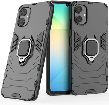 Чохол Iron Ring для Samsung Galaxy A06 / A065 протиударний бампер з підставкою кільцем Black