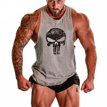 Спортивная майка с черепом Skull Gray 381 L Серый