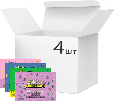 Набор альбомов для рисования YES Minecraft girls на скобе с перфорацией А4 100 г/м² 20 листов х 4 шт (130599) (4823092289414)