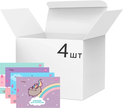 Набор альбомов для рисования YES Pusheen на скобе с перфорацией А4 100 г/м² 20 листов х 4 шт (130589) (4823092289391)