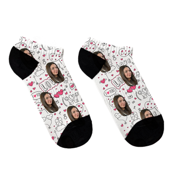 Шкарпетки Ponty Shop короткі з фото «I Love You» розмір 36-40 Білі