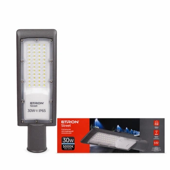 Светодиодный уличный консольный фонарь ETRON Street 30W IP65 5000K 1-ESP-320 — мощный LED светильник для улицы