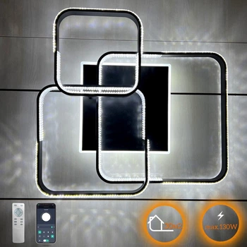 Керована світлодіодна LED люстра AKRILIKA SQUARE 130W 4S BLACК Luminaria 3000-6500К,12350Lm, с пультом ДУ 220V IP20