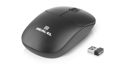 Мышка беспроводная REAL-EL RM-313 W Black для ноутбука (536289)