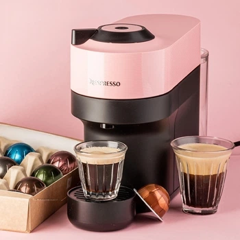 Капсульна кофемашина Nespresso Vertuo POP Frosting Pink (рожева глазур) та дегустаційний набір 12 кави (капсул)