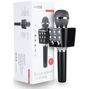 Мікрофон для караоке бездротовий bluetooth WSTER WS-1688 Black 5 видів голосу