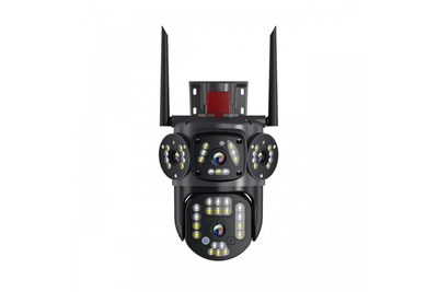 Вулична камера відеоспостереження PTZ WiFi 3L V30 V380Pro з чотирма обʼєктивами та мигалкою Чорна (127-14-16983)