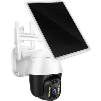 Уличная камера видеонаблюдения PTZ WiFi Y000 V380Pro с солнечной панелью и датчиком движения Черно-белая (127-14-16411)
