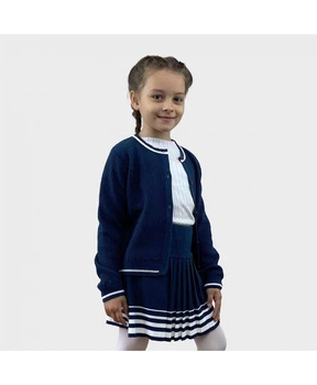 Детская кофта ART KNIT Герда 134см синяя с белым 022453