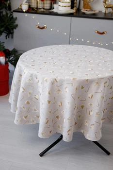 Скатерть на стол ПРОВАНС Шапочки на бежевом, круглая, D136см 036814