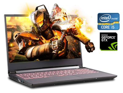 Игровой ноутбук Б-класс Sager NH58RH / 15.6" (1920x1080) IPS / Intel Core i5-9300H (4 (8) ядра по 2.4 - 4.1 GHz) / 16 GB DDR4 / 128 GB SSD M.2 + 1000 GB HDD / nVidia GeForce GTX 1050, 3 GB GDDR5, 96-bit / WebCam б/у