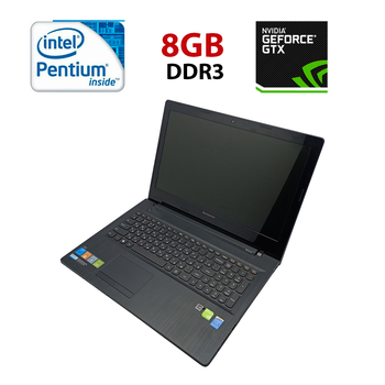 Ноутбук Lenovo B50-10 / 15.6" (1366x768) TN / Intel Pentium N3540 (4 ядра по 2.16 - 2.66 GHz) / 8 GB DDR3 / 500 GB HDD / nVidia Geforce 820M, 1 GB DDR3, 64-bit / WebCam б/у