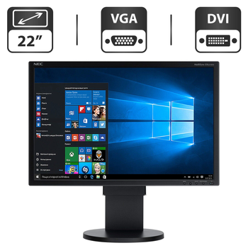 Монітор широкоформатний Б-клас NEC MultiSync EA221WMe / 22" (1680x1050) TN / VGA, DVI, USB / Вбудовані колонки 2x 1W / VESA 100x100 б/в
