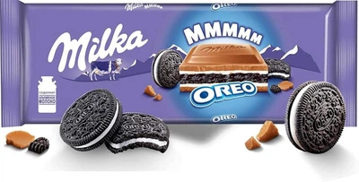 Шоколад плитка Milka Oreo Chocolate Bar MMMm Мілка сендвіч молочний шоколад з Орео 300г
