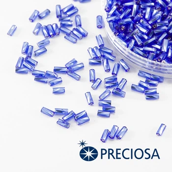 Бисер Стеклярус 35128/37030/2" Чешский Preciosa, Прозрачный с серебряной полосой TSL, Фиолетовый, 50 г