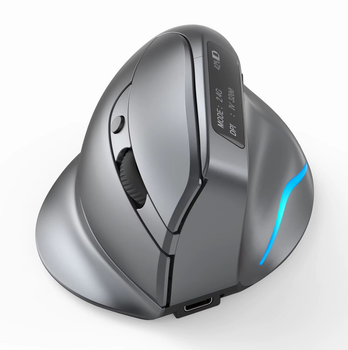 Беспроводная аккумуляторная Bluetooth игровая мышь Zelotes F-26C с дисплеем 8 кнопок Серая 3200 DPI