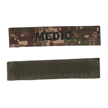 Шеврон патч нашивка на липучке нагрудный Медик Medic, на фоне хищник, 2.8*12.5см