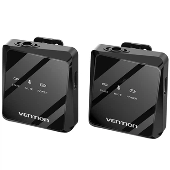 Комплект бездротових петличних мікрофонів Vention Type-C 2-Pack Wireless Lavalier 400mAh Black (NCBB0)