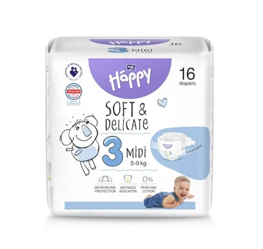 Подгузники детские Bella Baby Happy (3) Midi 5-9 кг, 16 шт