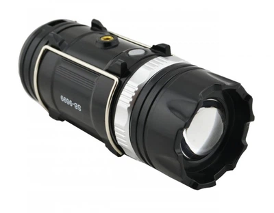 Ліхтар світлодіодний ручний та лампа для кемпінгу 2 в 1 SB 9699 Black 8 LED+3W акумуляторний на сонячній батареї з оптичним зумом та USB + power bank для телефону