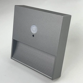 Аккумуляторный светильник с датчиком движения и света на магните 1000mAh Серый — Беспроводной ночник для лестницы и коридора