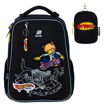 Рюкзак шкільний каркасний Kite Hot Wheels Skate HW25-531M M(130 — 145 см) 38х29х15 чорний