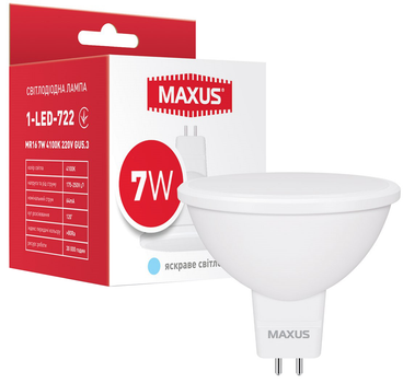 Лампа світлодіодна MAXUS MR16 7 Вт 4100 K 220 В GU5.3 (1-LED-722)