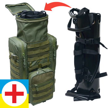 Тактичний рюкзак бойового медика з відділом для нош волокуш DERBY MultiPack армійський медичний рюкзак хакі