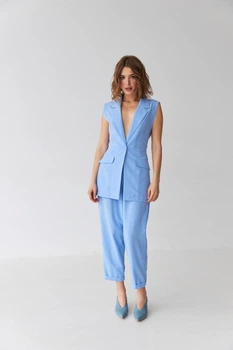Брюки прямі льоновмісні з манжетами Сафарі Wear me S Блакитний (2_24_149_5407)