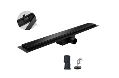 KOER FD08-70x500-GLASS BLACK Душовий трап з нержавіючої сталі SUS304 70x500мм зі скляною панеллю (Колір чорний) (KR5139)