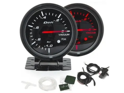 Датчик разрежения во впускном коллекторе Вакуумметр стрелочный Defi 60256 WH/Red Mini LED d60мм