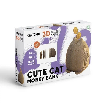 3D Пазл Картонный Cartonic Cute Cat Piggy Bank Копилка 98 деталей
