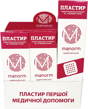 Набір пластирів Manorm на тканинній основі 19х72 мм 15 упаковок по 10 шт (4820136731014)