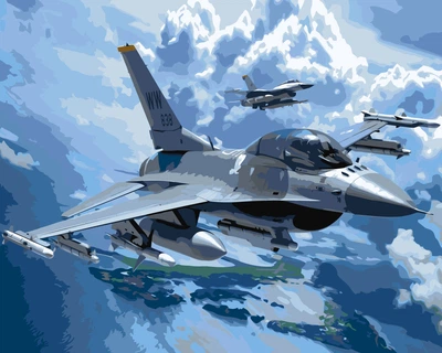 Картина по номерам Kontur 40×50 см. Самолет F-16 DS0478