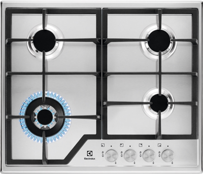 Варильна поверхня газова Electrolux EGS6436SX (нерж.сталь, чавунні решітки, турбо-конф., газ-контроль) 261444