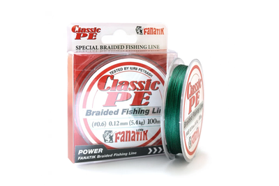 ШНУР плетений FANATIK Classik PE X4 100 m (#0,6) 0.12 mm 5.4 kg GREEN CPEX410006G