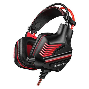 Проводная игровая гарнитура Borofone BO101 Racing, USB, 3.5mm, 2m, Чёрно-Красный